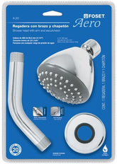 Ducha reona 3 1/4" con brazo y cubre falta  acero inoxiable foset aero